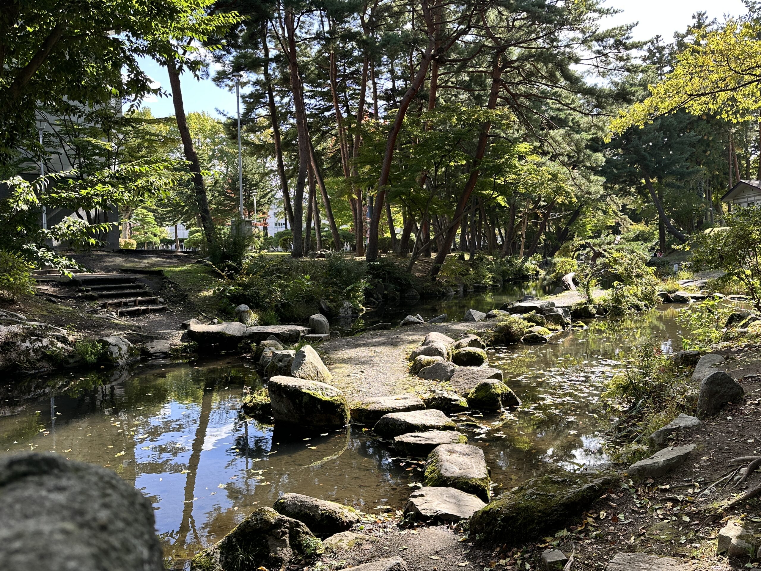 盛岡城跡公園の鶴ヶ池の散策路